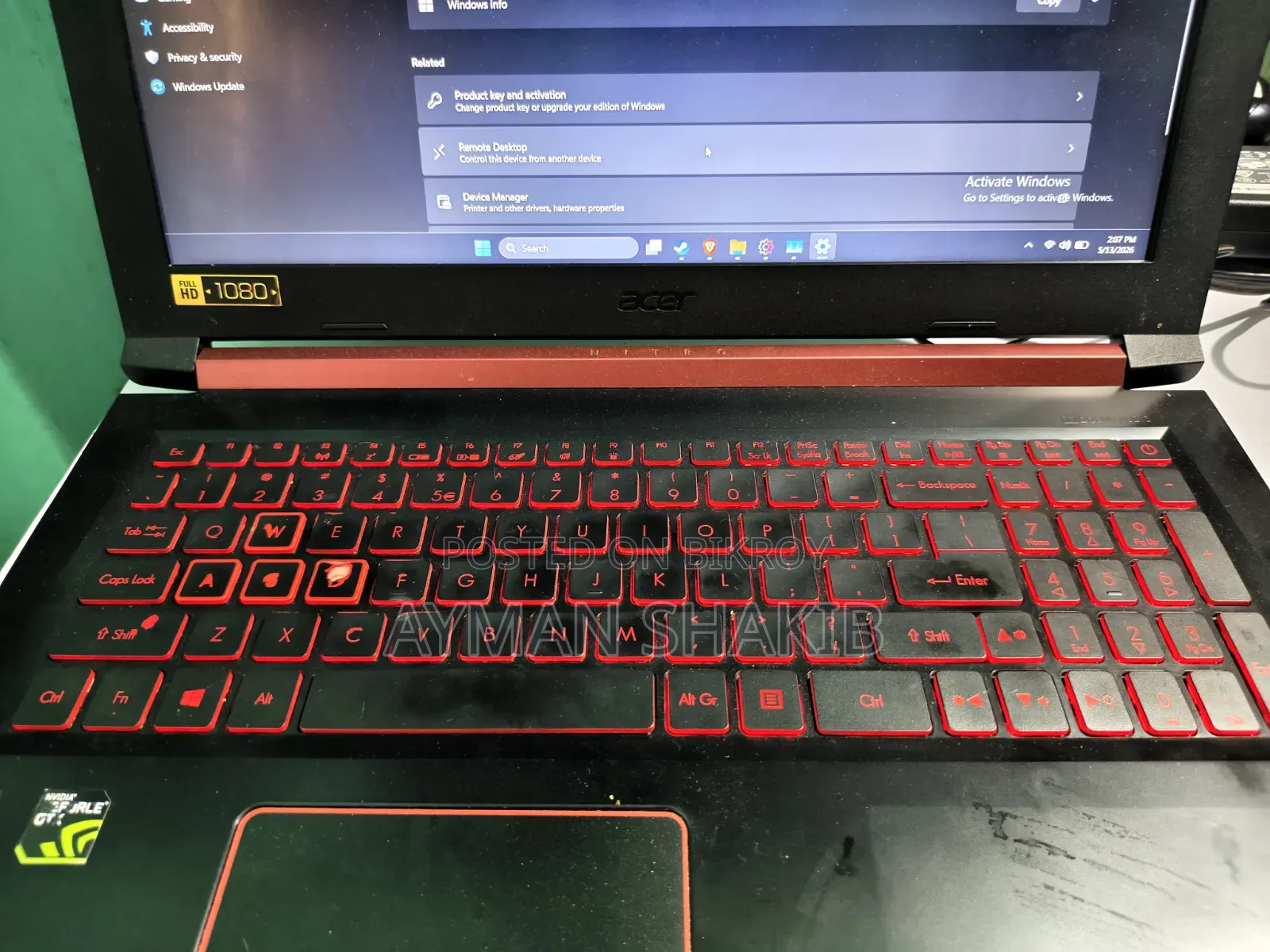Laptop Acer Nitro 5 8GB Intel Core i7 SSD 256GB
