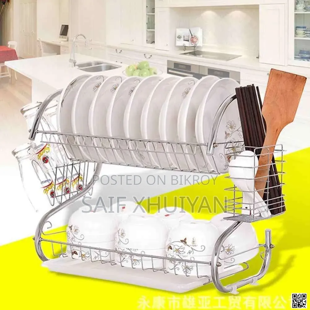 Dual Layer Dish Organizer For Kitchen