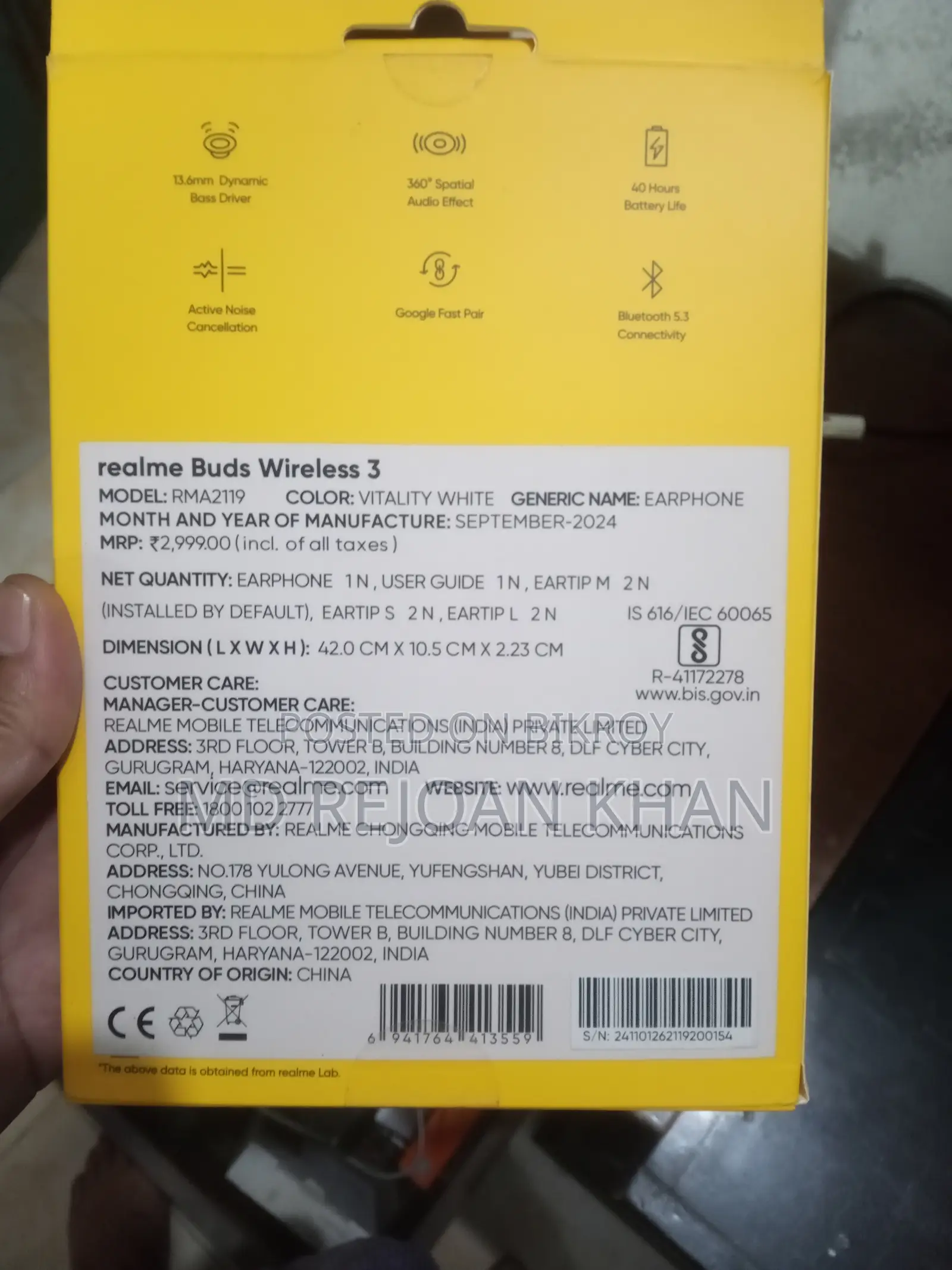 Realme Buds Wireless 3