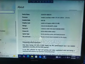 ডেস্কটপ কম্পিউটার 8GB Intel Core I5 SSD 256GB