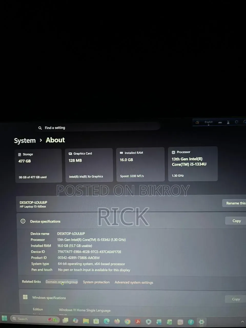 New Laptop HP 16GB Intel Core I5 HDD+SSD 512GB