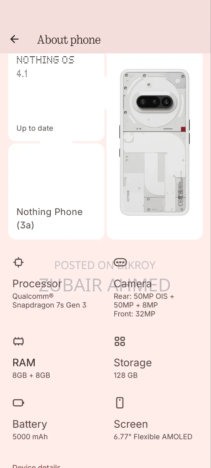 Nothing Phone 3a 128 GB White