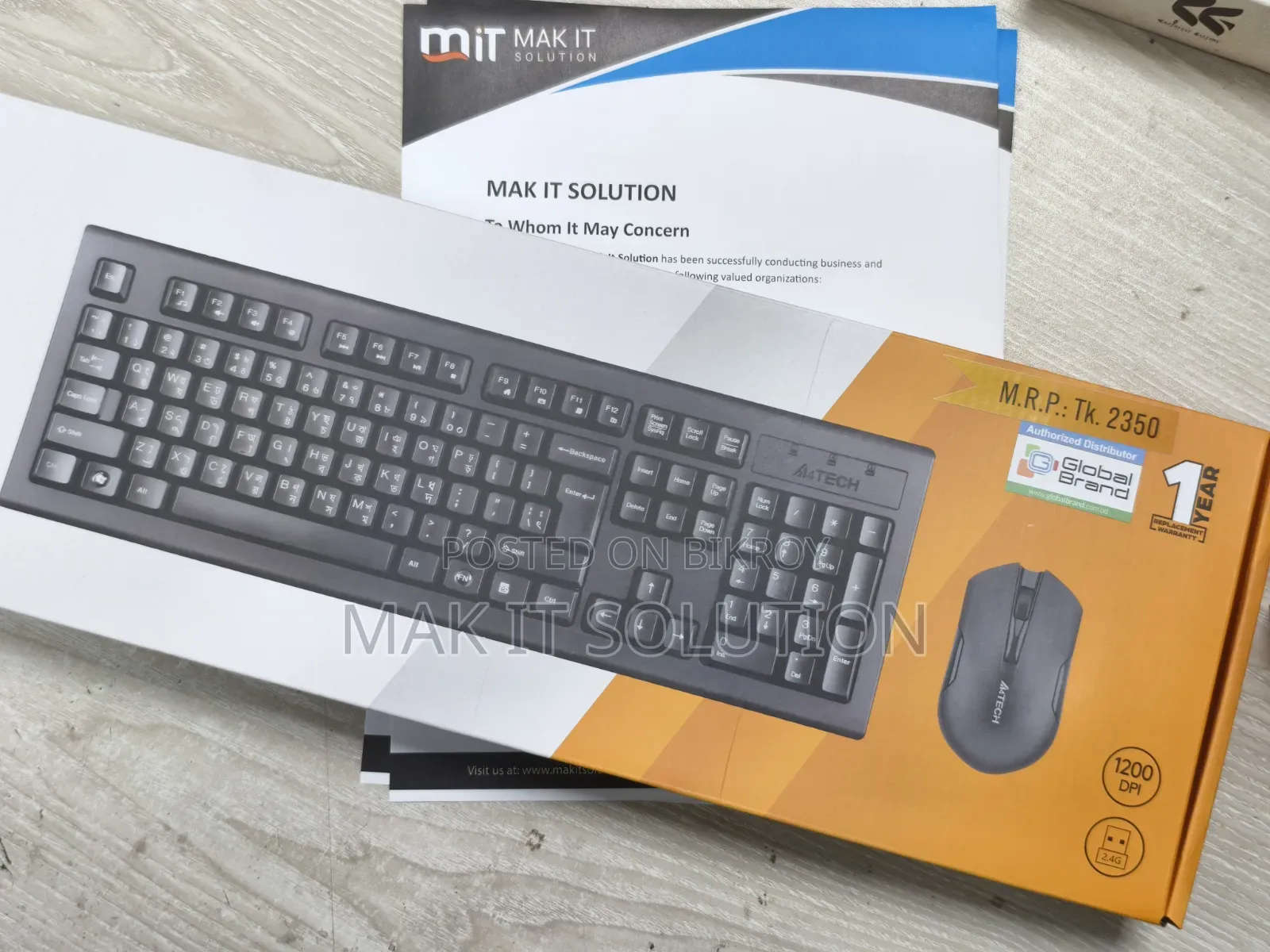 A4tech 3000n v-Track 2.4g Wireless Bangla Keyboard
