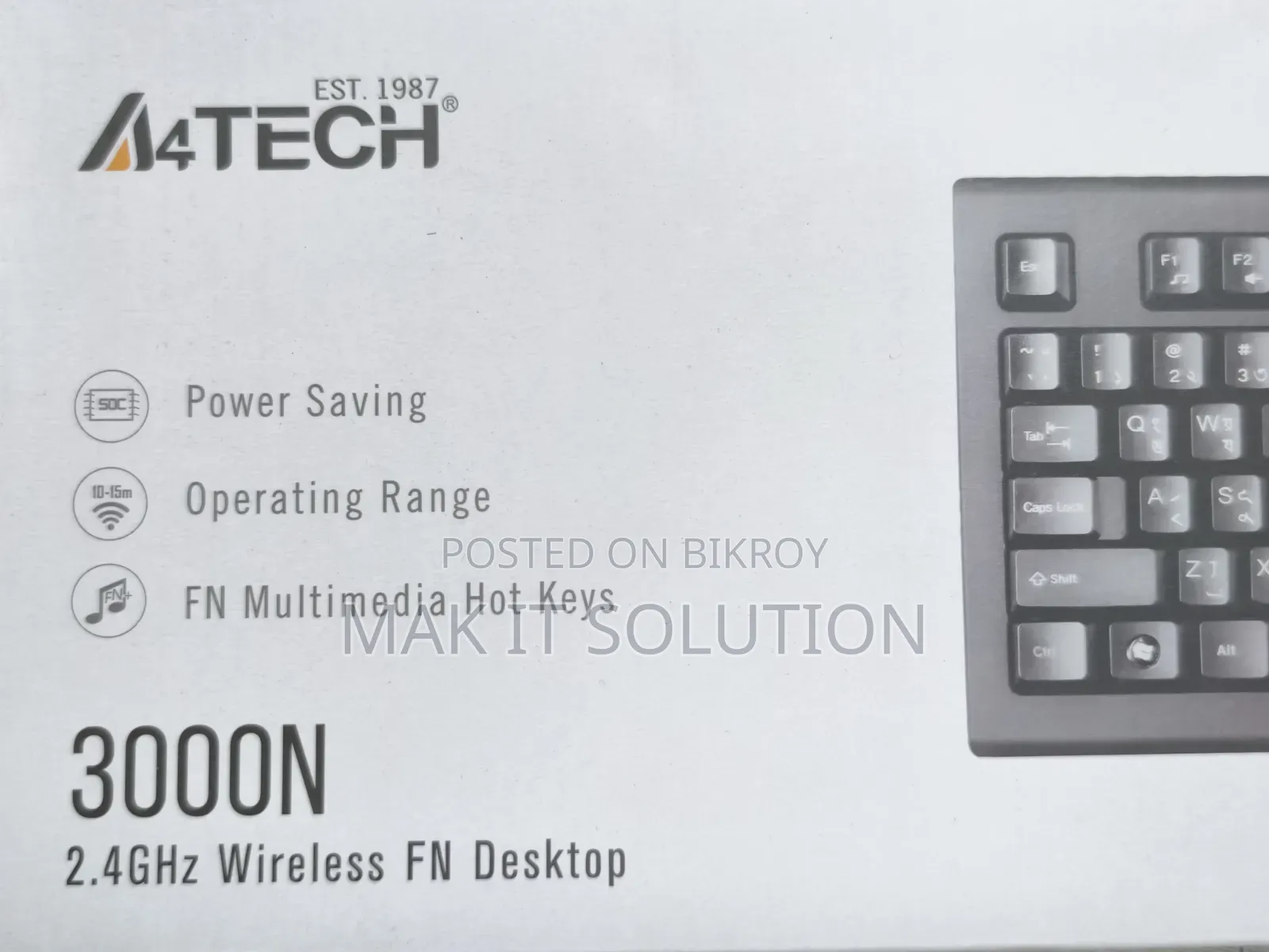 A4tech 3000n v-Track 2.4g Wireless Bangla Keyboard