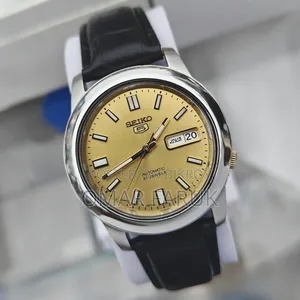 Seiko 5 Automatic Gold Dial Men's Watch – 21 Jewels (Made in Japan)