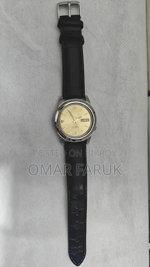 Seiko 5 Automatic Gold Dial Men's Watch – 21 Jewels (Made in Japan)