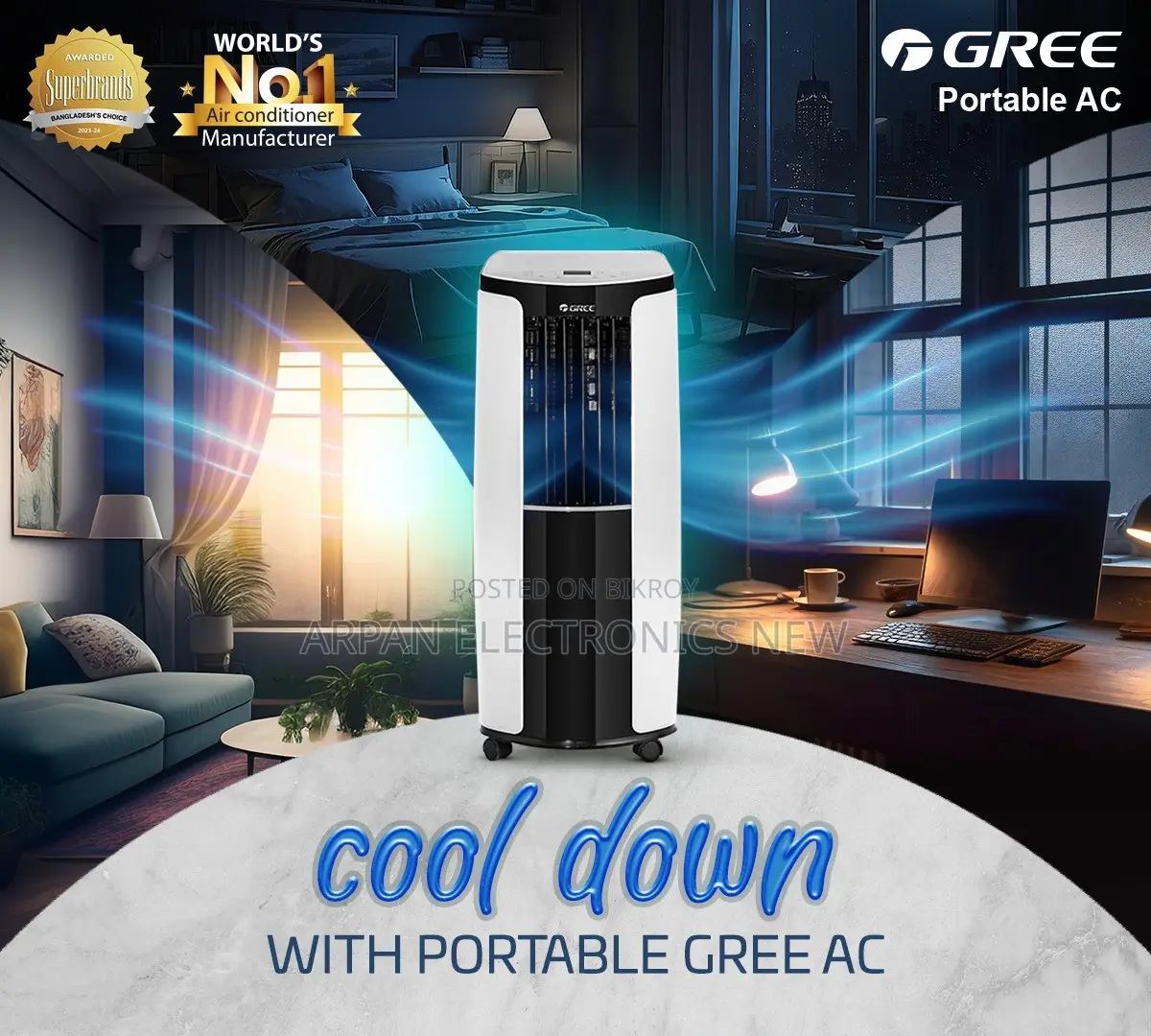 Gree Portable AC 1 Ton 100% Official Warranty Model: GP-12NLF410
