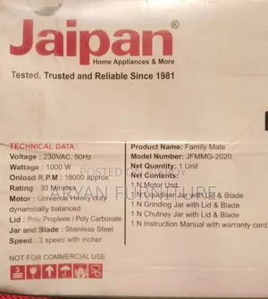 Jaipan Family Mate Blender 1000 Watts
