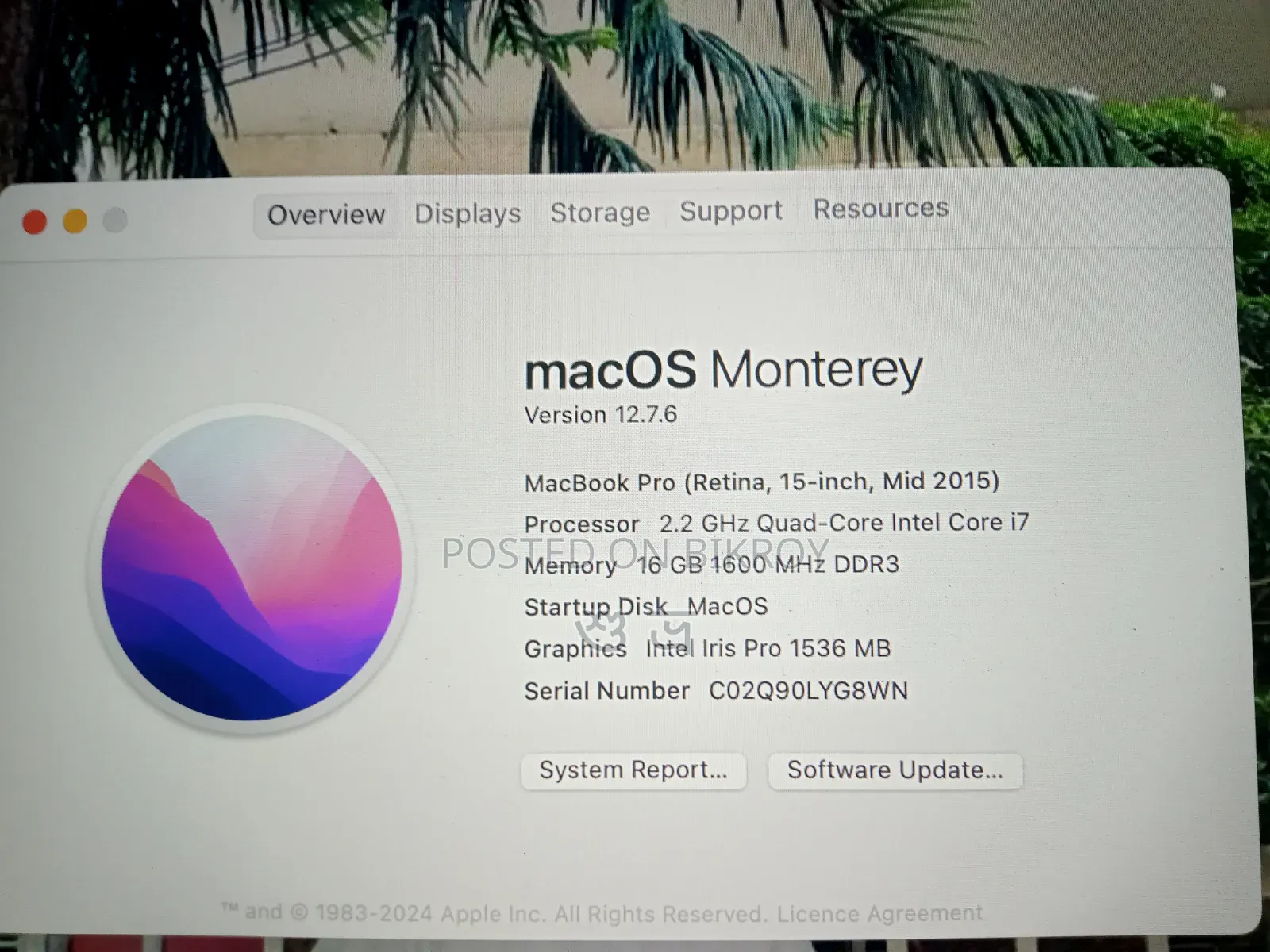 Laptop Apple MacBook 2015 16GB Intel Core I7 SSD 512GB
