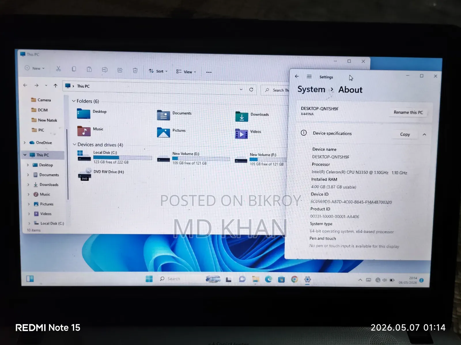 Laptop Asus X44C 4GB Intel Celeron HDD 500GB