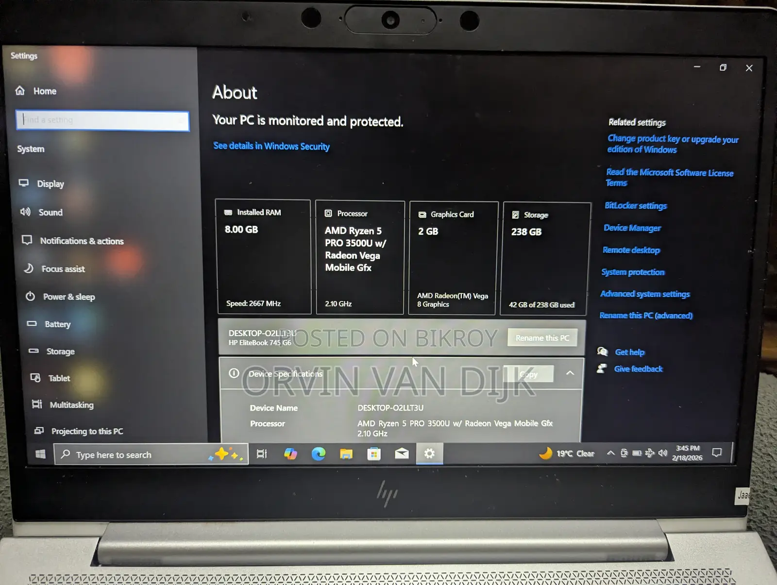 Laptop HP EliteBook 745 G6 8GB AMD Ryzen 5 SSD 256GB