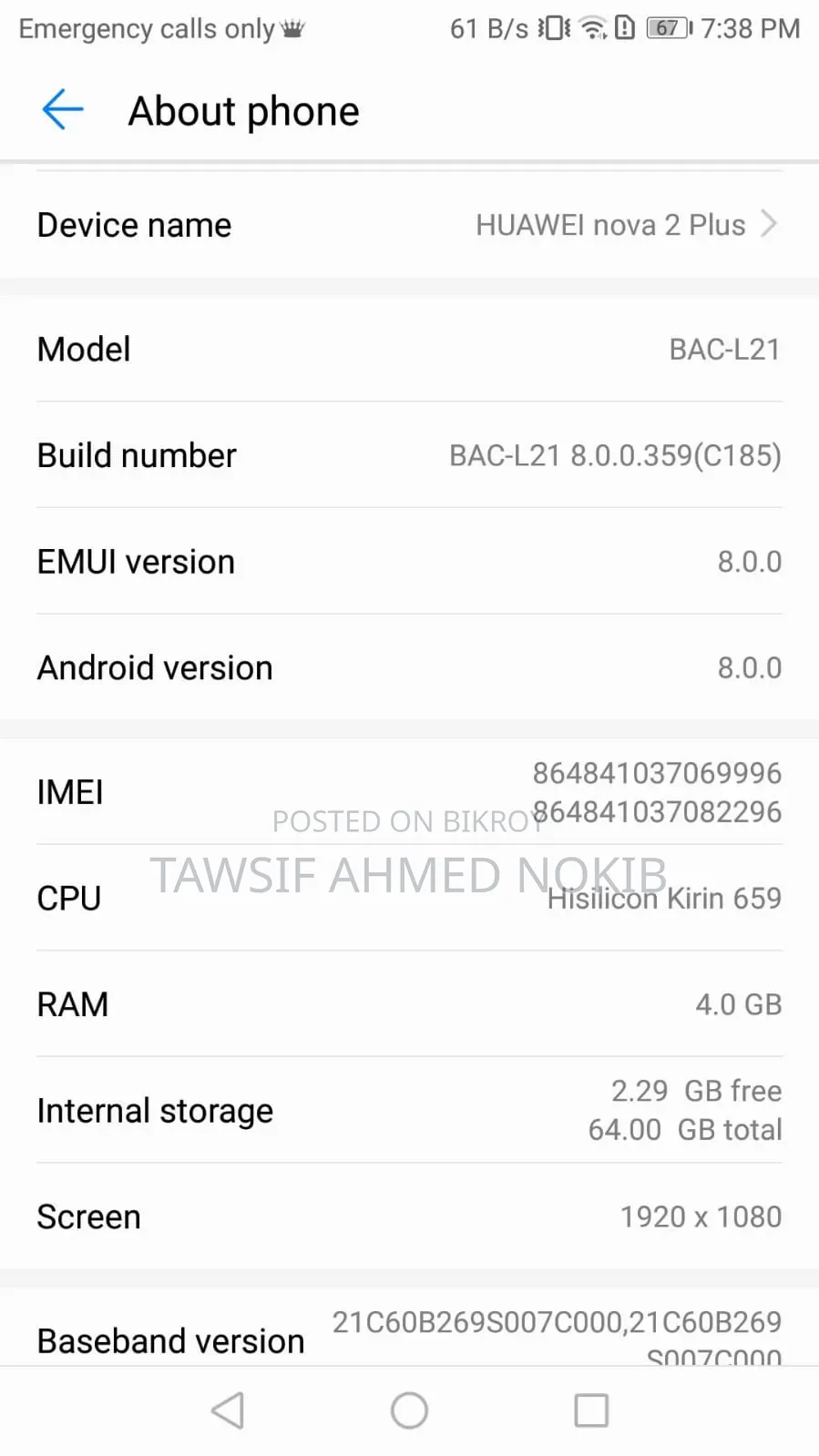 Huawei Nova 2 Plus 128 GB Black