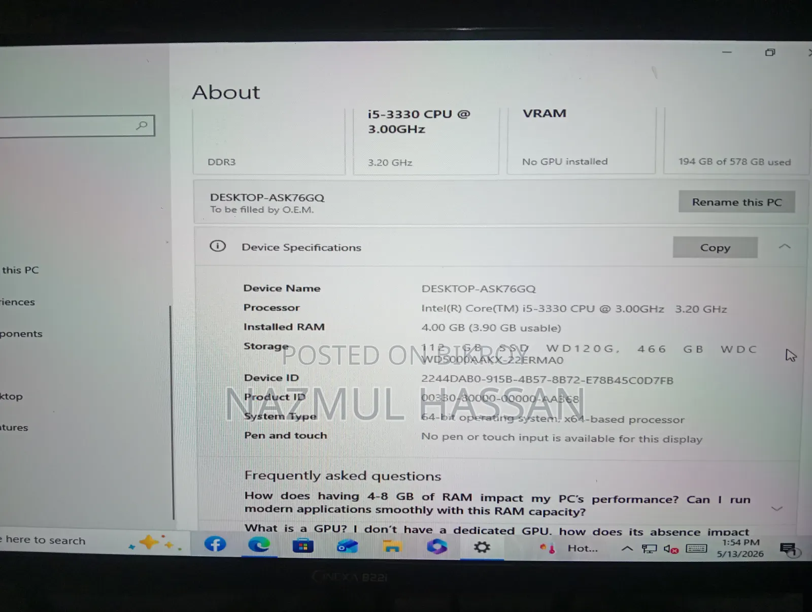 CyberpowerPC CyberPower Z790 I5 Configurator 4GB Intel Core I5 128GB