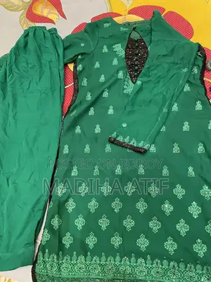 Green and Black Sequins Work