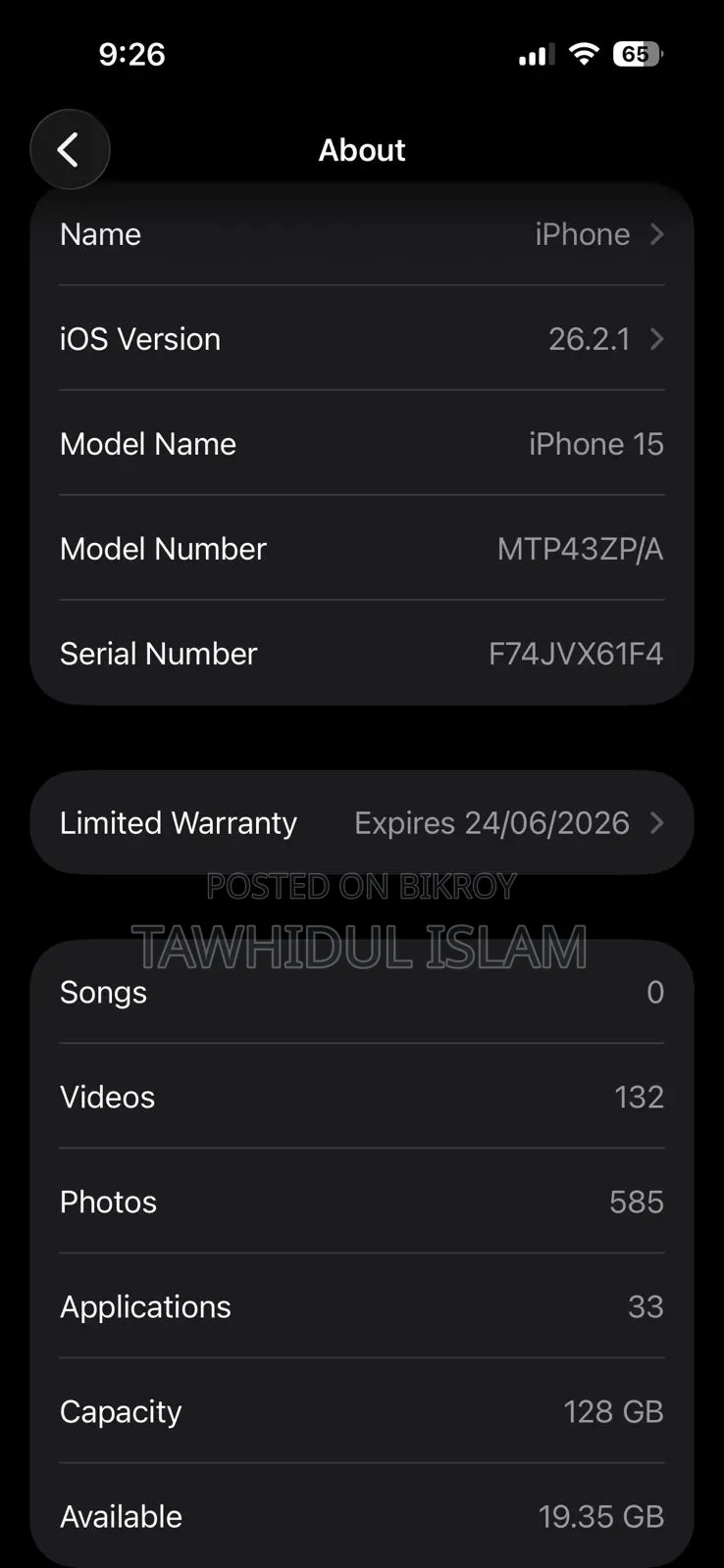 Apple iPhone 15 128 GB Blue