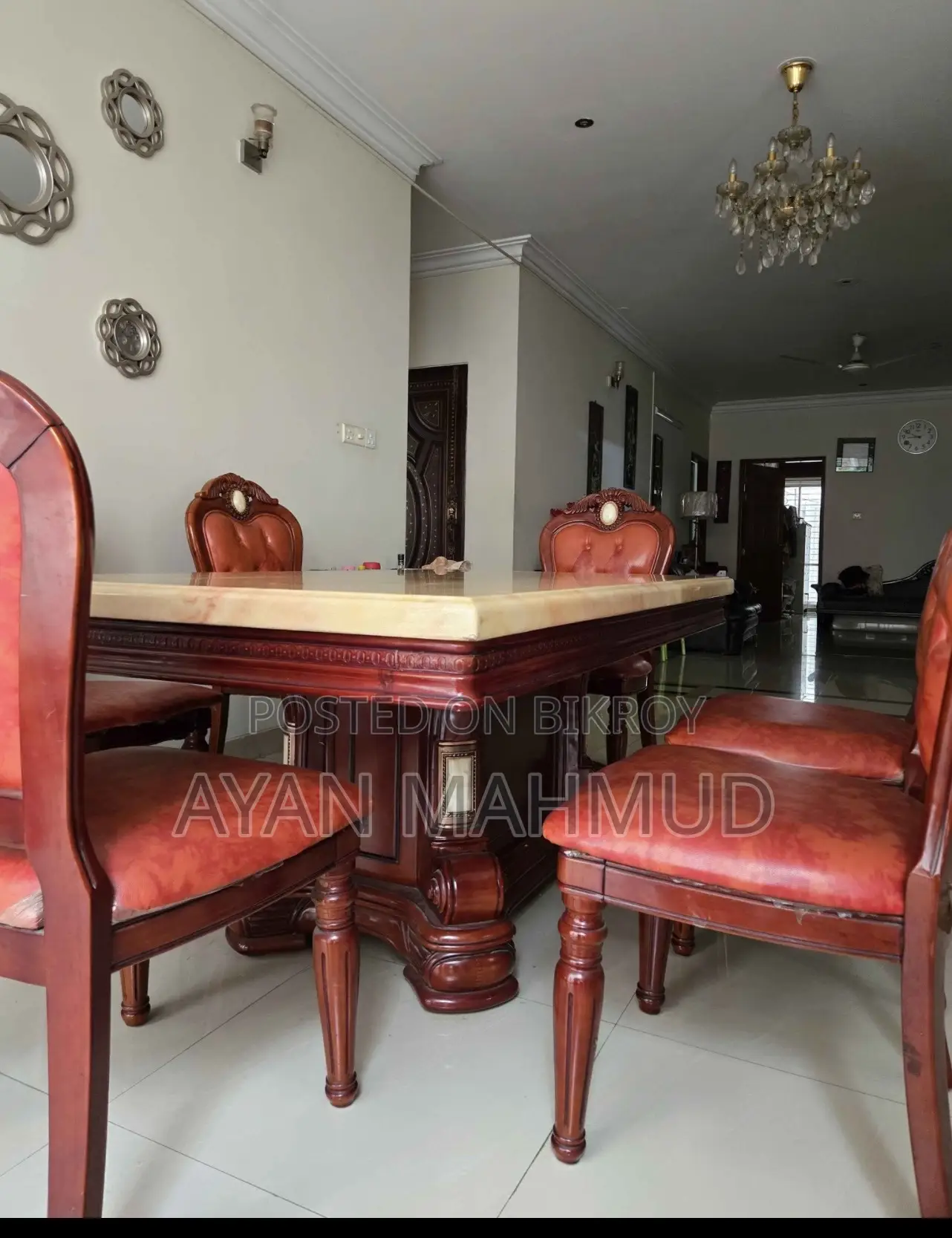 Imported 6 Chairs Marble Dining Table