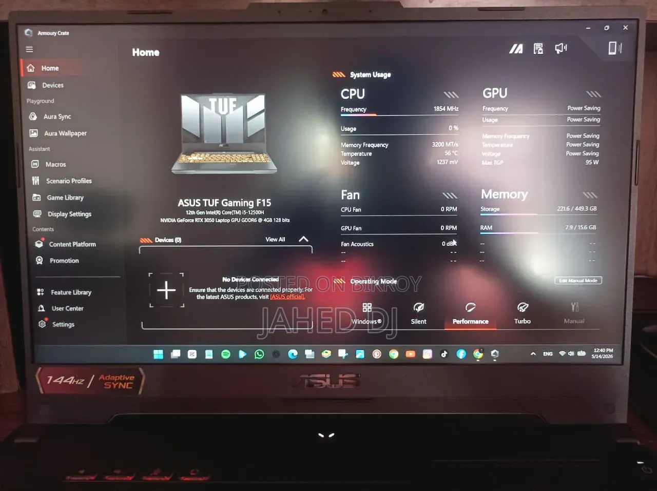 Laptop Asus TUF Gaming F16 16GB Intel Core I5 SSD 512GB