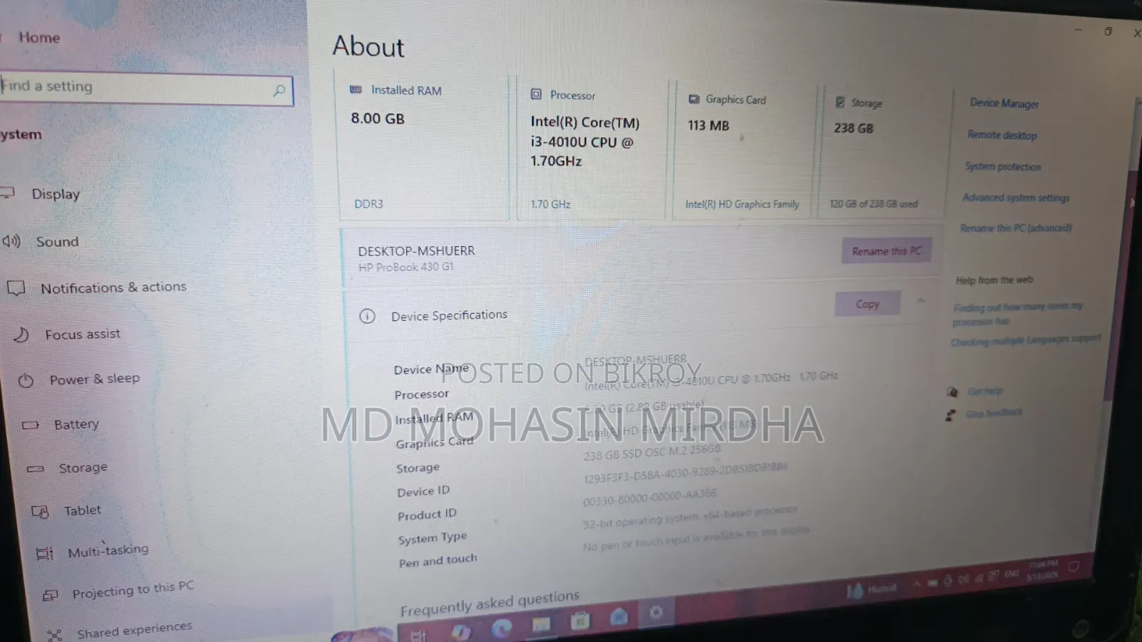 Laptop HP EliteBook 840 G6 4GB Intel Core I3 SSD 256GB