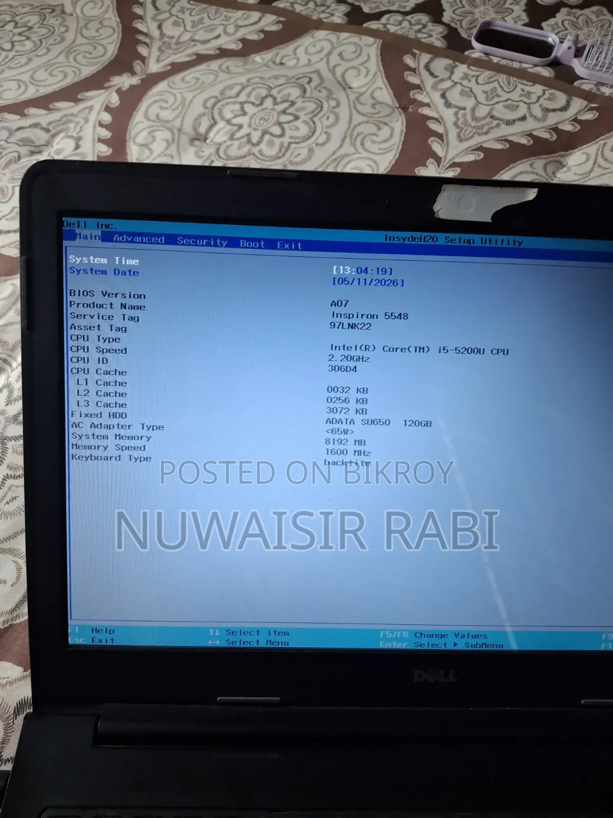 Laptop Dell Inspiron 15 8GB Intel Core i5 HDD 128GB