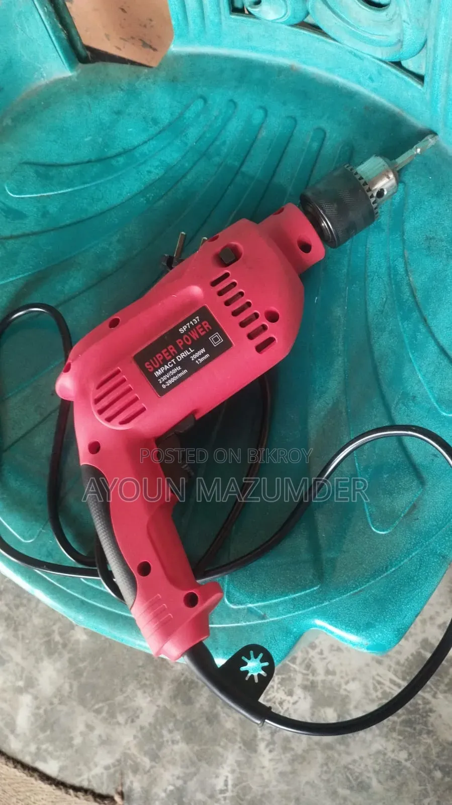 Drill machine for sale. Must be collected from Mudafarganj Bazar.
