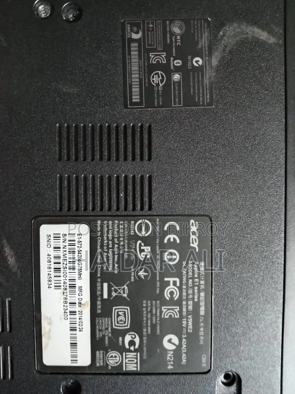 Laptop Acer Aspire E1-572 8GB Intel Core I5 HDD 750GB