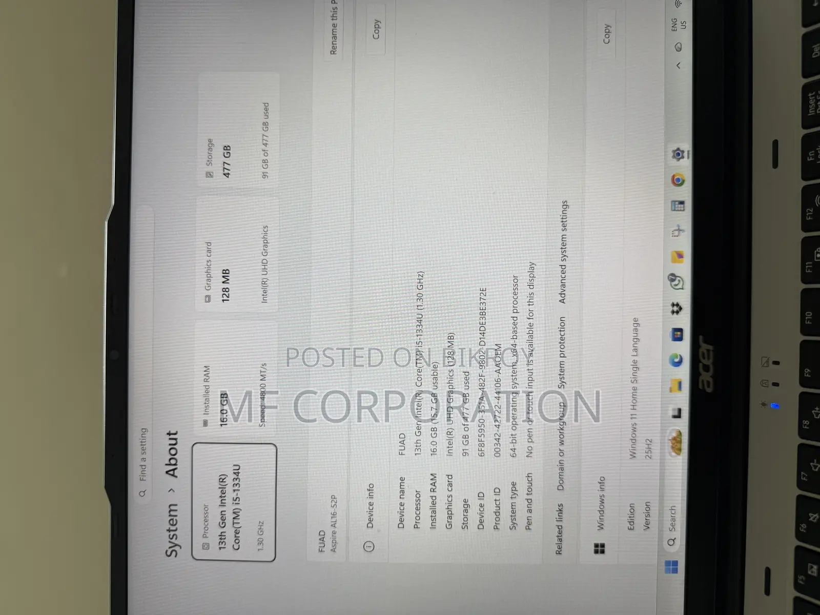 Laptop Acer 16GB Intel Core I5 SSD 512GB