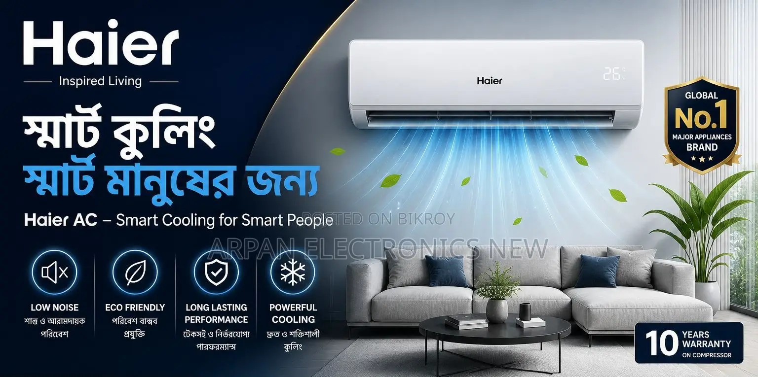 Haier Inverter AC 1.5 Ton Room Coverage (Maximum): 180 SFT