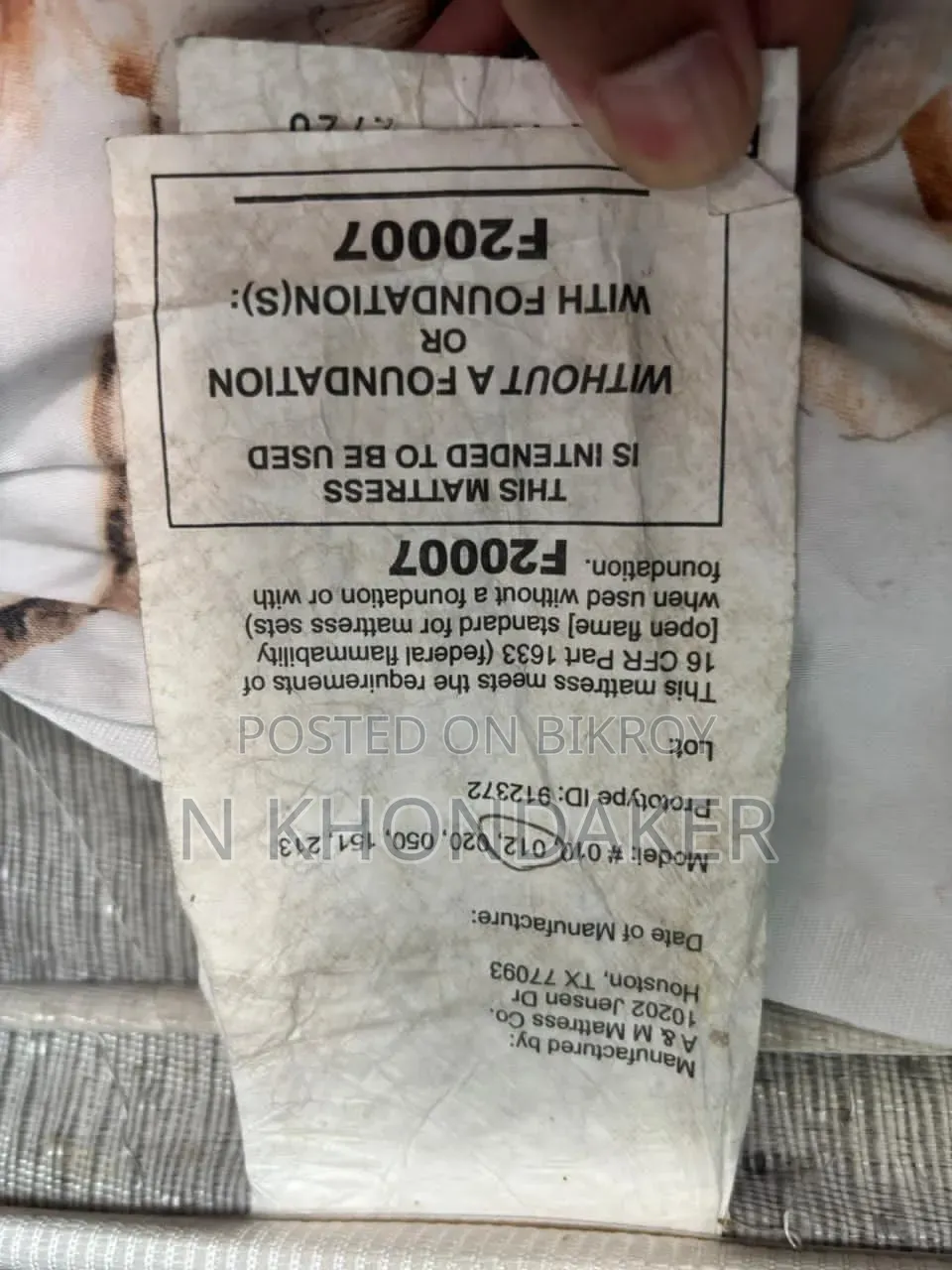 Master Bed With Mattress Made in USA