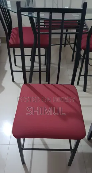 স্টিল ফ্রেমের চার সিটের ডাইনিং টেবিল ও চেয়ার