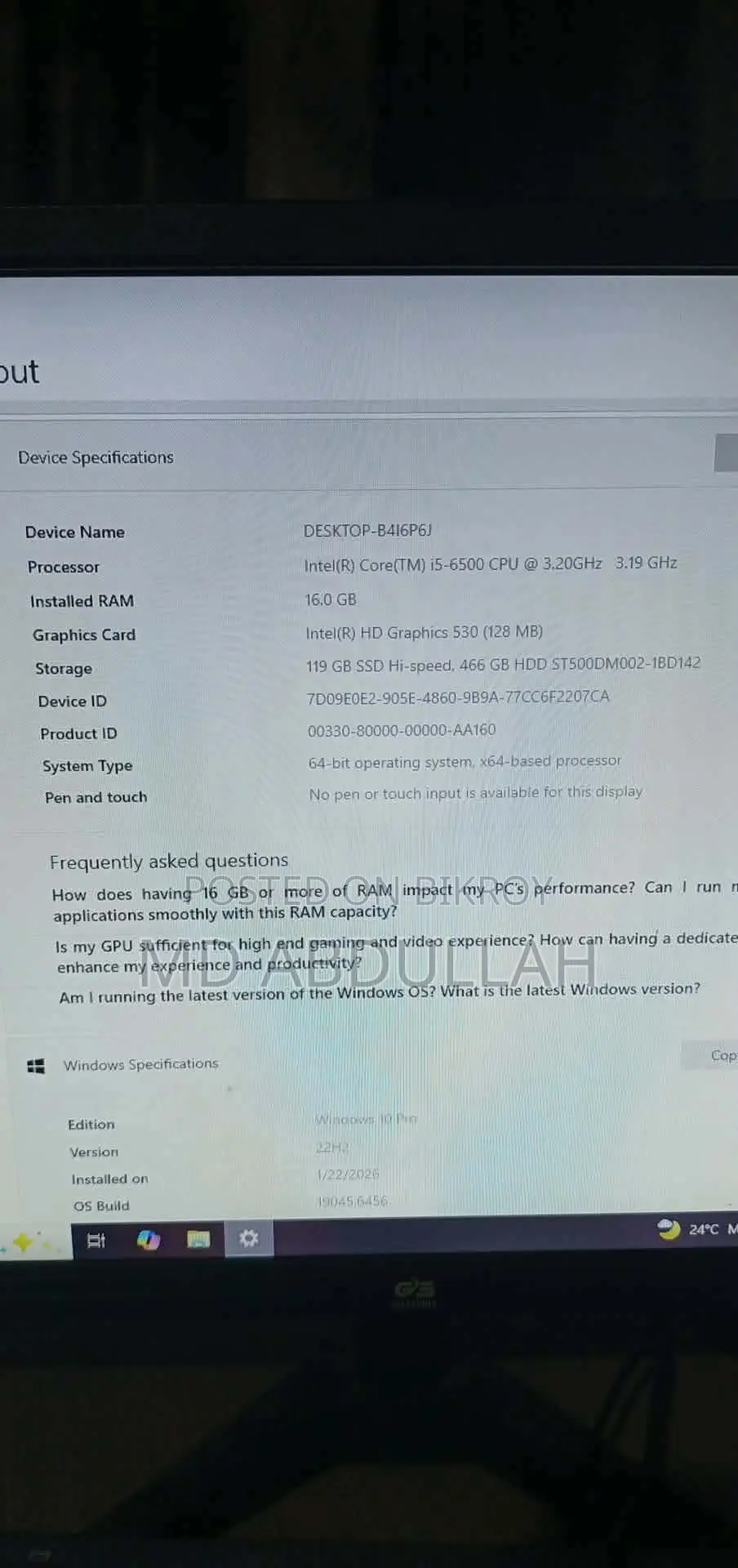 Desktop Computer 16GB Intel Core I5 HDD+SSD 1.5T