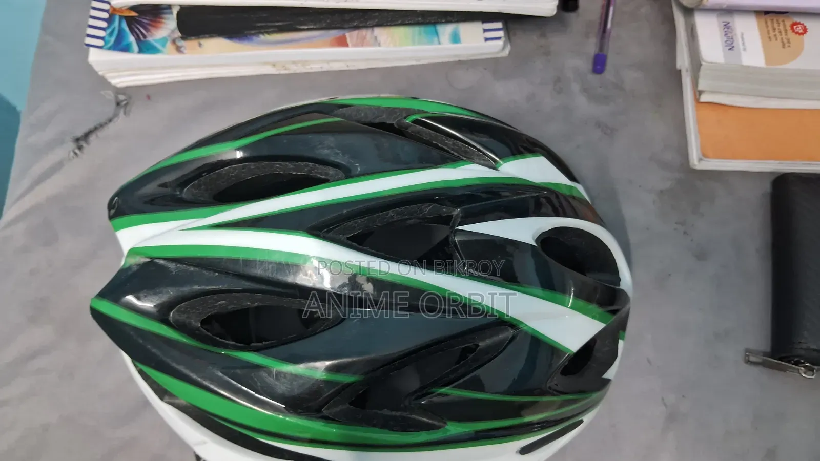 Bicycle Helmet - White Green Sports Helmet (Excellent Condition)