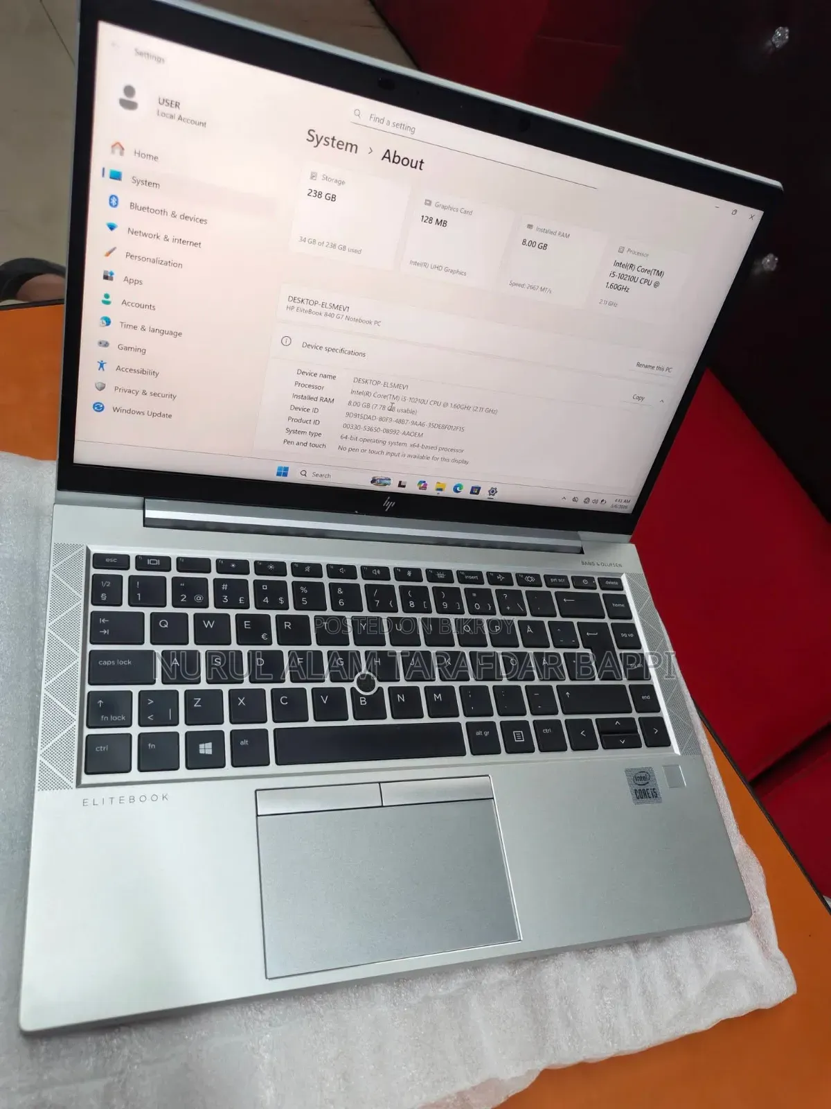 Laptop HP EliteBook 840 G7 8GB Intel Core I5 SSD 256GB