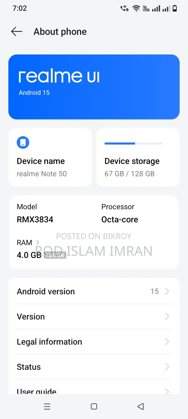 New Realme Note 50 64 GB Blue