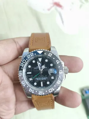 Luxury Design Leather Strap Watch (Rolex Style GMT-Master)