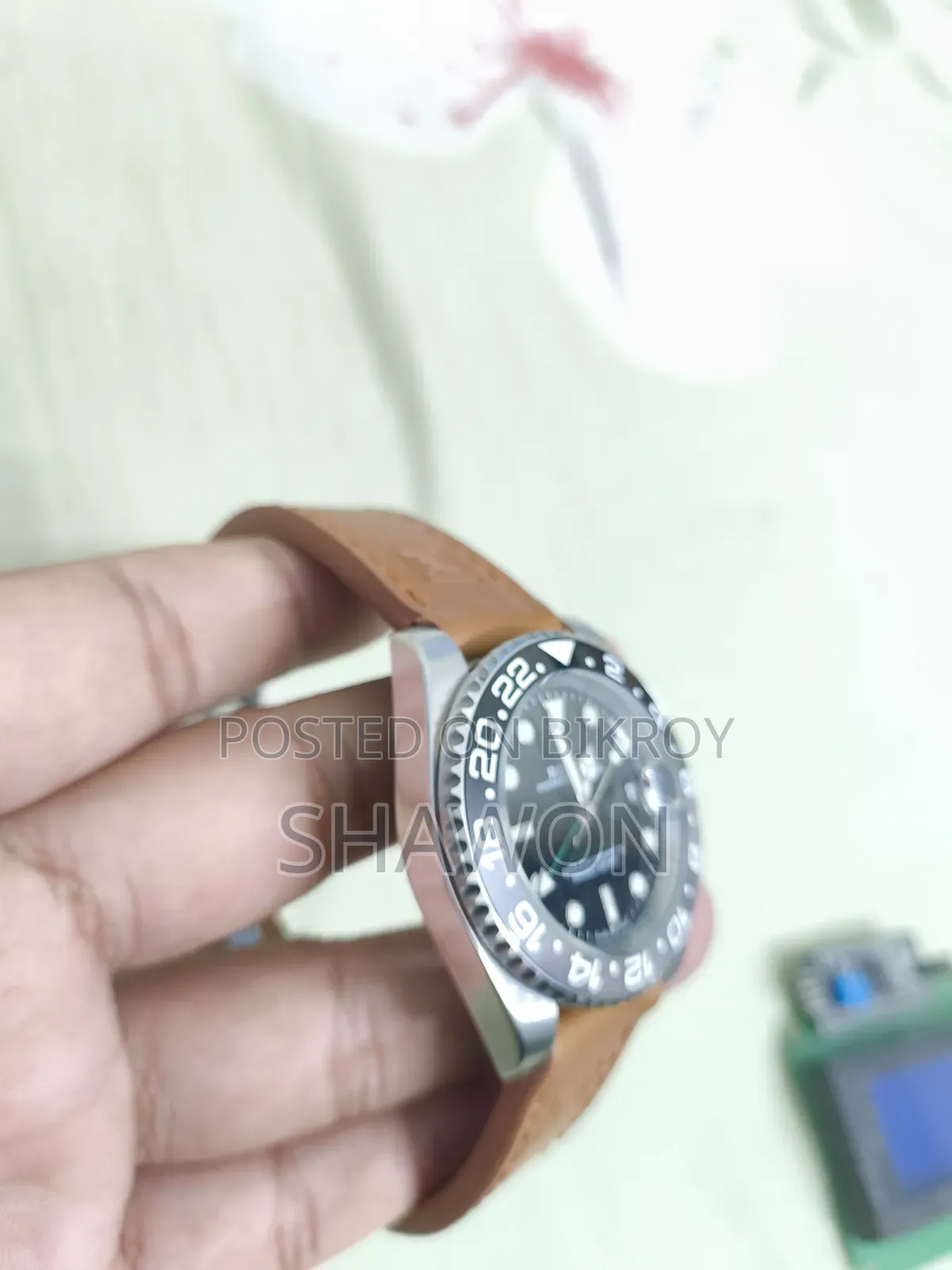 Luxury Design Leather Strap Watch (Rolex Style GMT-Master)