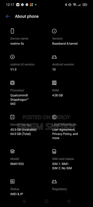 Realme 4 GB Blue