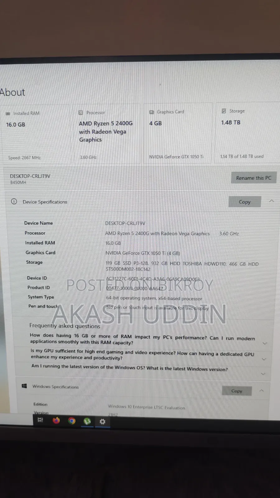 New Desktop Computer 16GB AMD Ryzen 5 HDD+SSD 1.5T