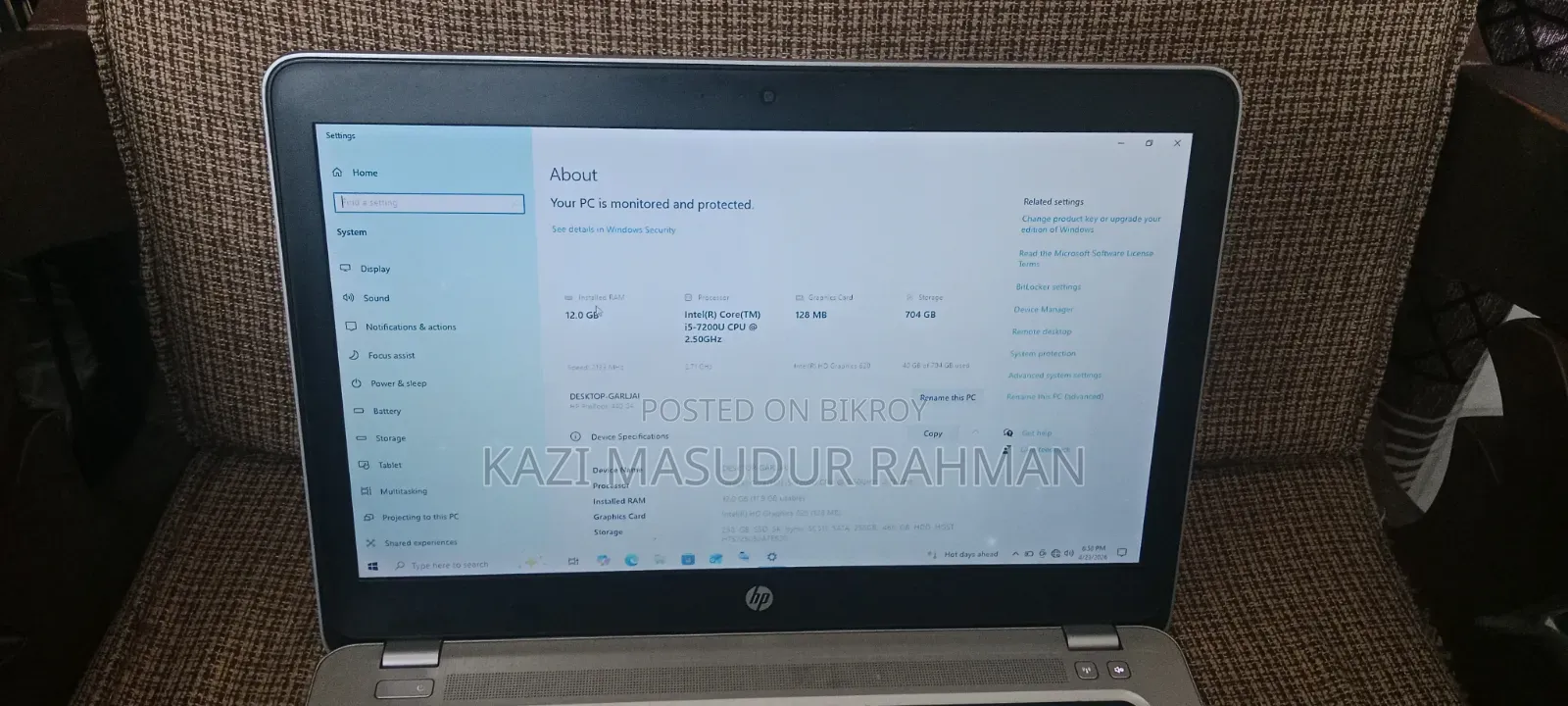 Laptop HP ProBook 450 G4 16GB Intel Core I5 SSD 1T