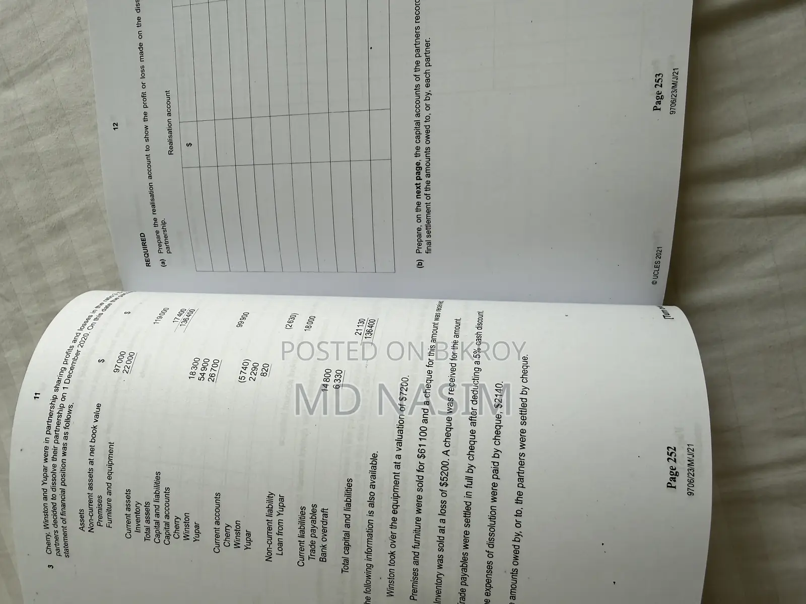 Accounting P1 and P2- Question Papers (Cambridge Int)