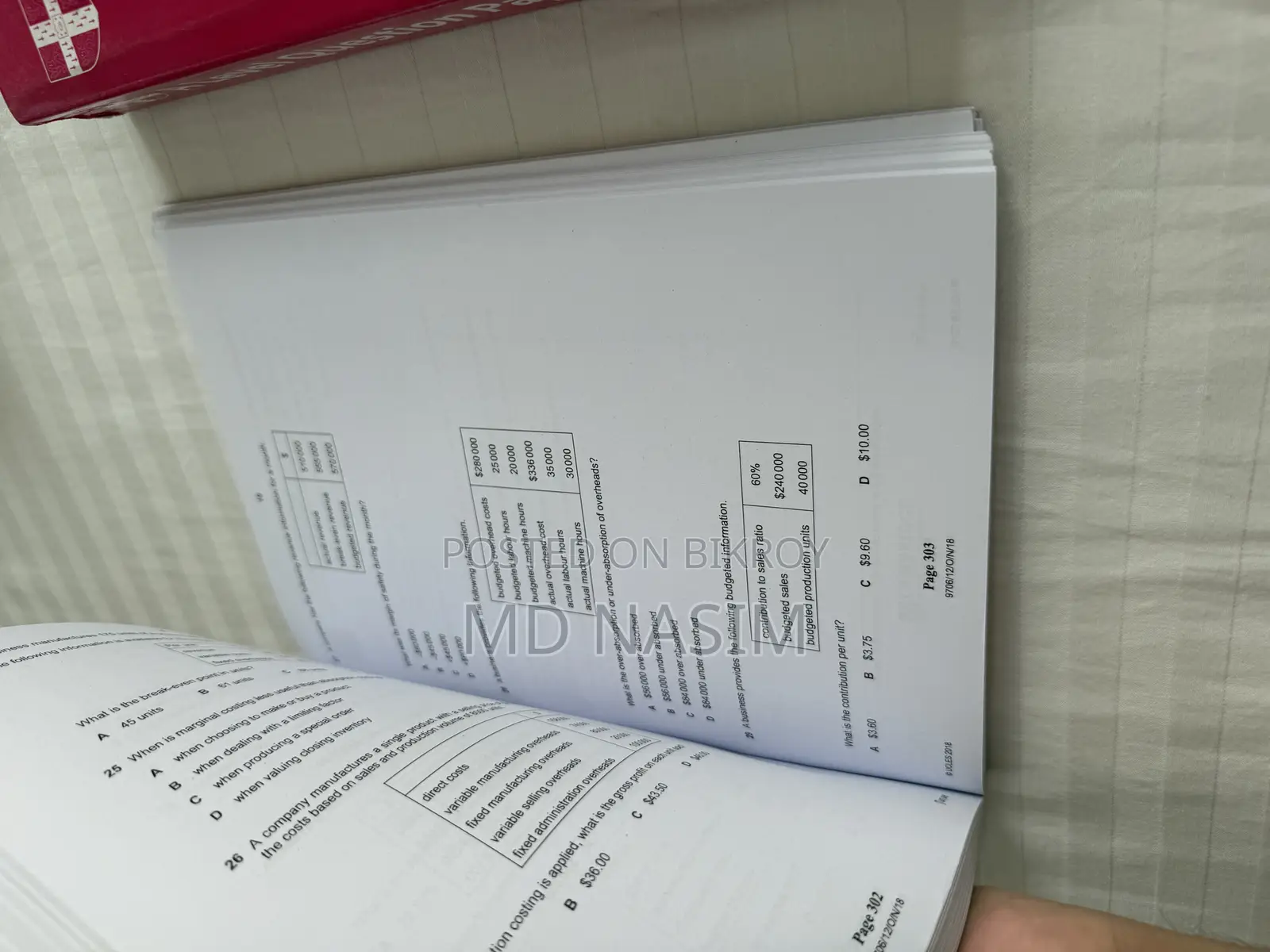 Accounting P1 and P2- Question Papers (Cambridge Int)