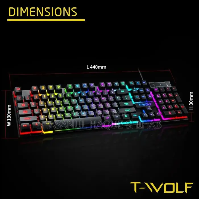 T-Wolf T20 Wired RGB Gaming Keyboard
