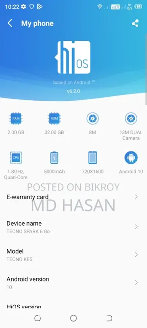 Tecno Spark 6.0 64 GB Blue