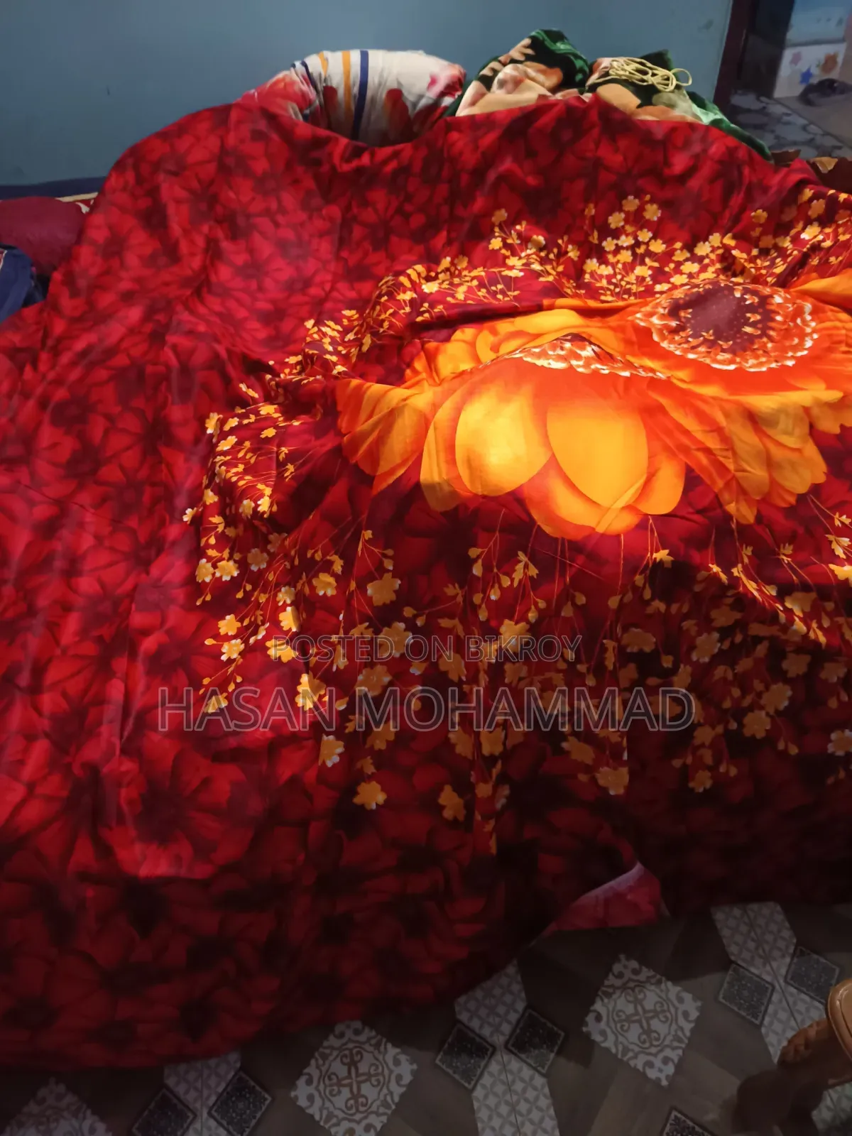 একফুলের বিছানার চাদর বালিশ ও কোলবালিশের কাভার সহ I