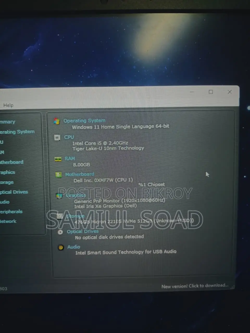 Laptop Dell Inspiron 15 3000 8GB Intel Core I5 SSD 512GB
