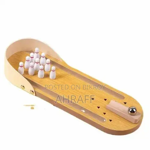 Table Top Mini Bowling Game Wooden Board Arcade Office Desk