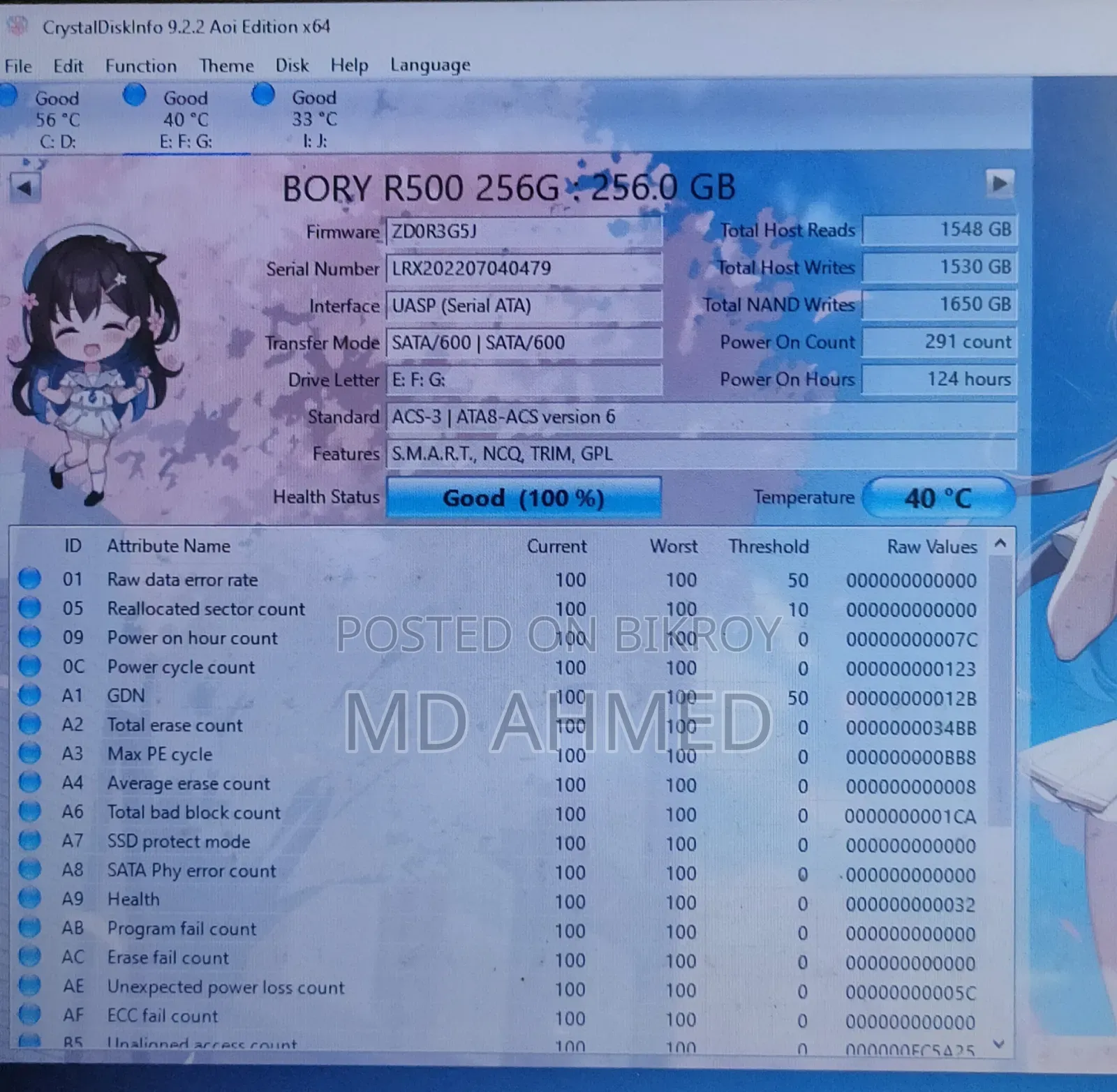 SSD Sata 2.5" (Bory - 256 Gb)