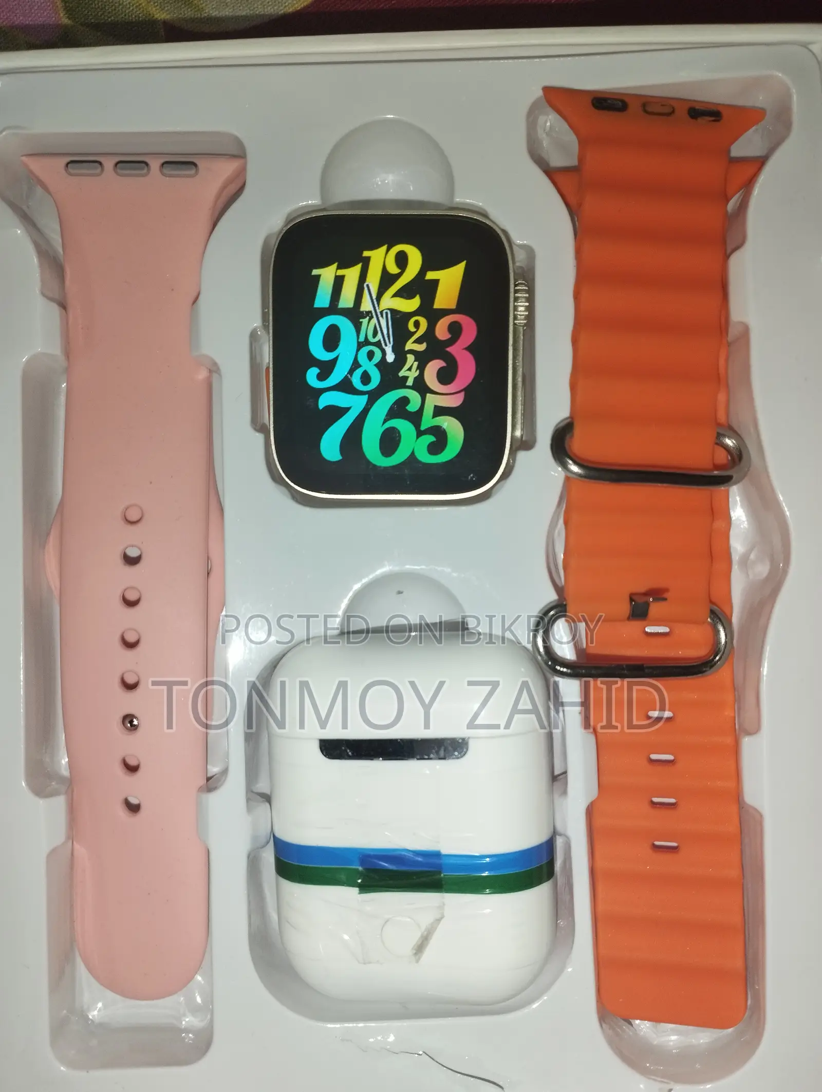 I8 Ultra Smart Watch Earbuds Set, Waterproof, With Extra Straps