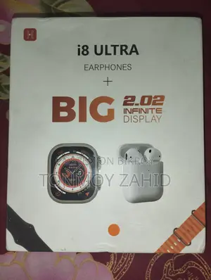 I8 Ultra Smart Watch Earbuds Set, Waterproof, With Extra Straps