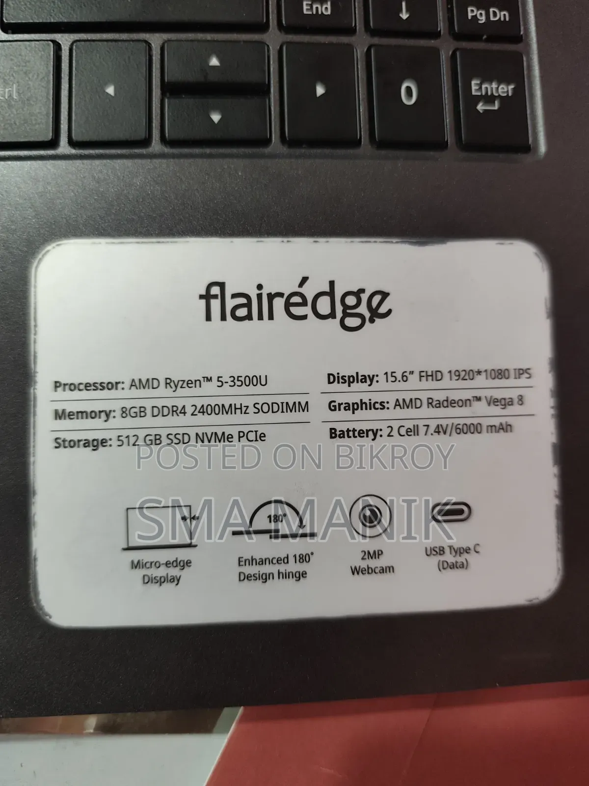 Laptop 8GB AMD Ryzen 5 SSD 512GB