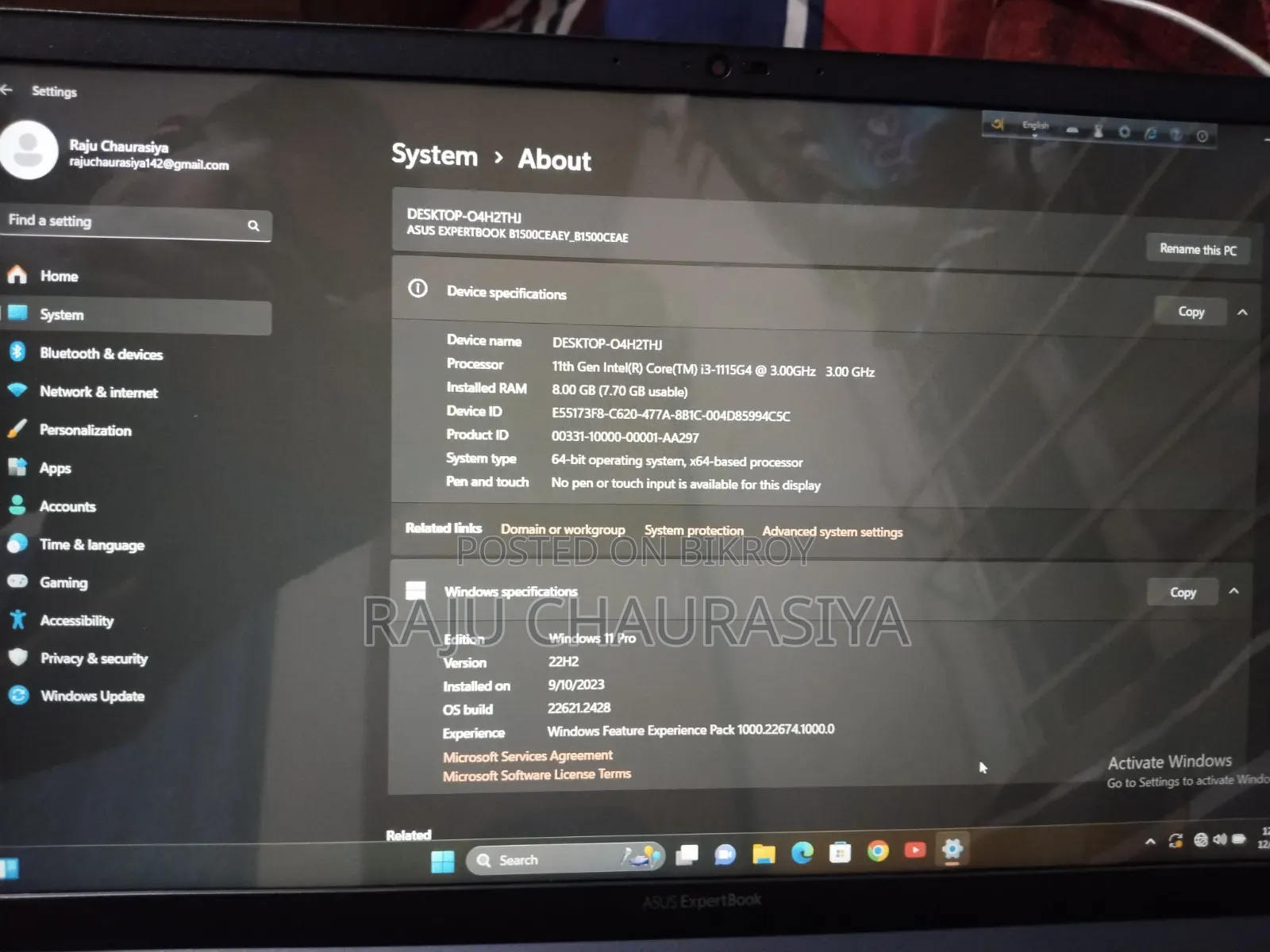 Laptop Asus ExpertBook B9 B9400CBA 8GB Intel Core I3 SSD 256GB